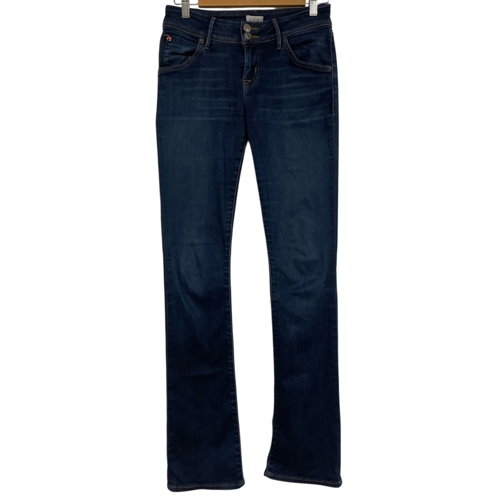 Hudson Beth Baby Boot Bootcut Jeans Low Rise Dark Wash Women 27 Flap Pocket Blue